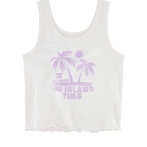 BILLABONG Girls' White Tank Top with Lilac Palm Print. Size M . NEW